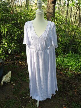 Kiyonna White Eyelet Maxi Dress – Plus Size  3X Boho Cottagecore Summer NWT